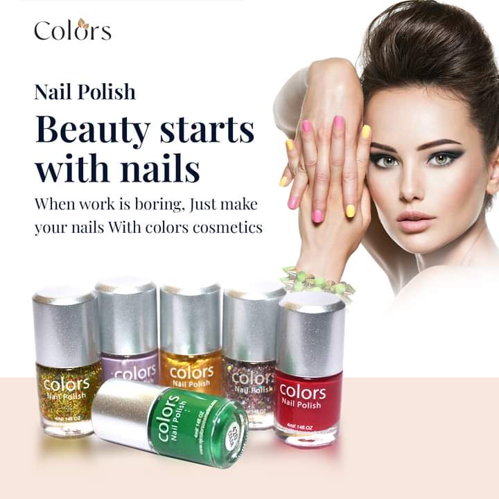 Beauty of nails with glitter Nail Polish in various colours