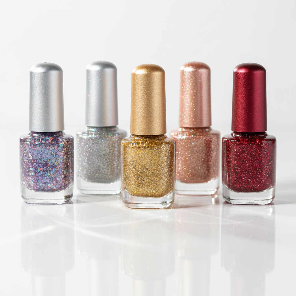 Beauty of nails with glitter Nail Polish in various colours